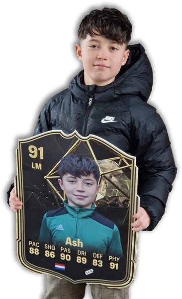 Kid holding real FUT card